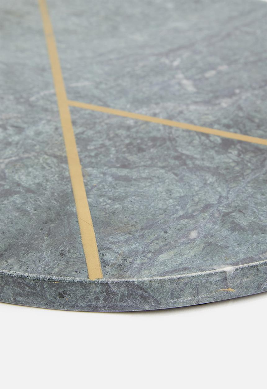 Sixth Floor - Candle Plate with Gold Lines printed - green
