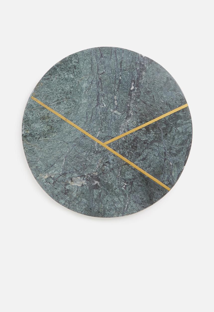 Sixth Floor - Candle Plate with Gold Lines printed - green