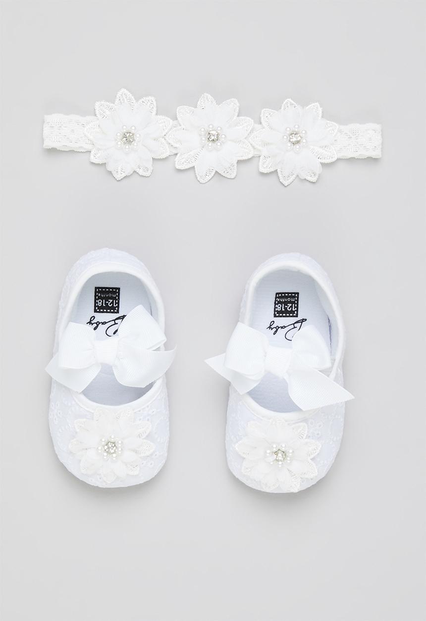 Pop Candy - Baby pump & headband set - white