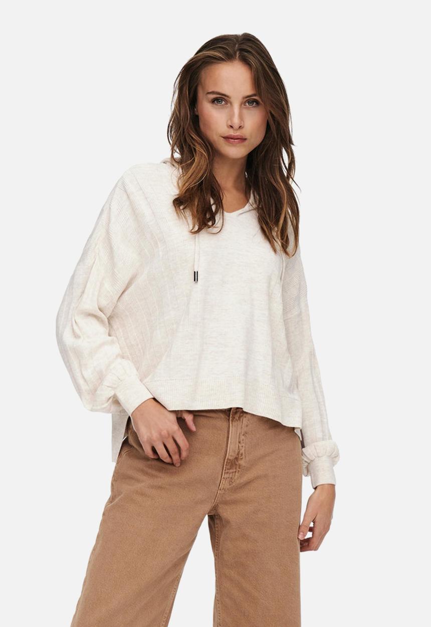 ONLY - New tessa long sleeve hood pullover knit - pumice stone