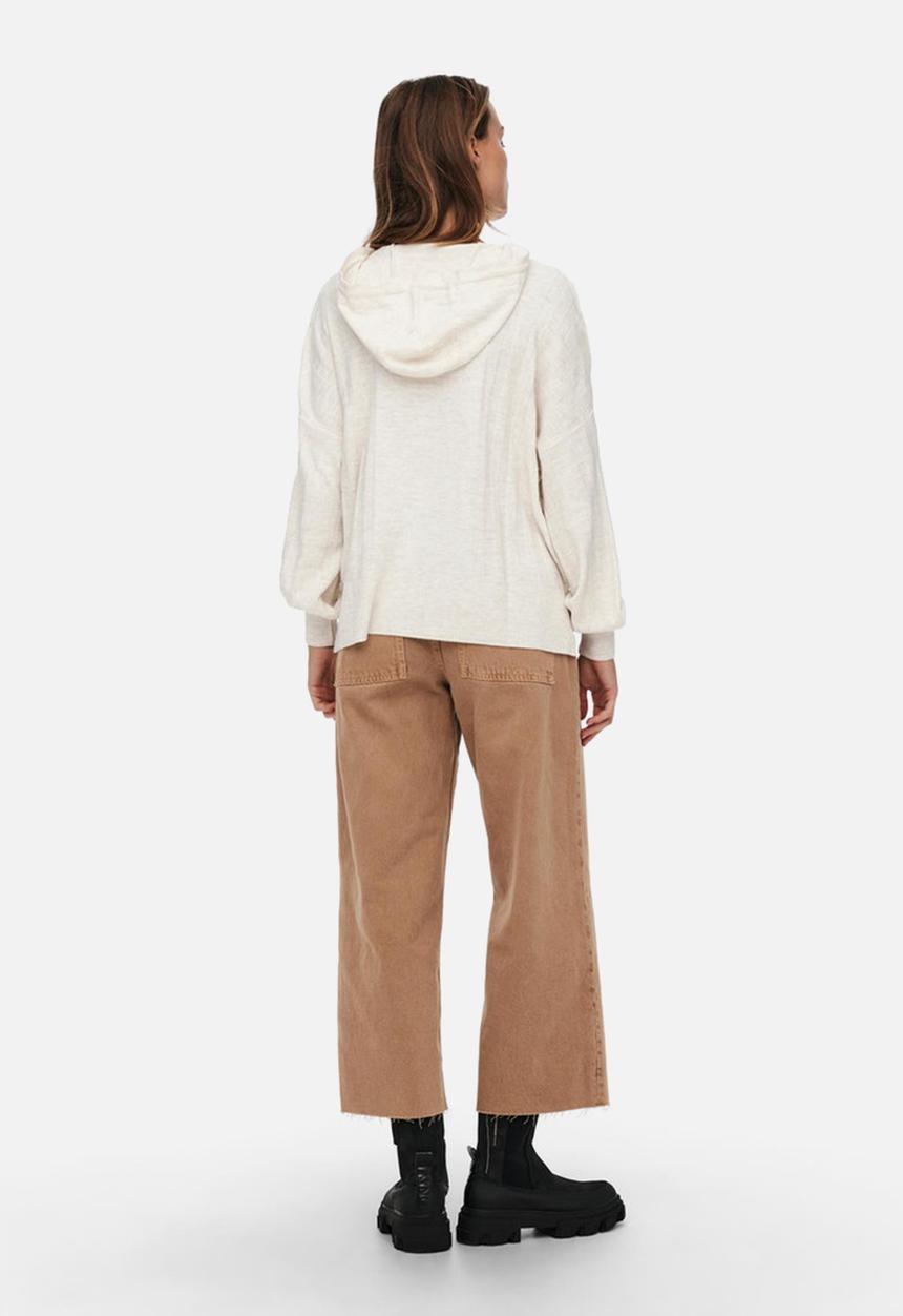 ONLY - New tessa long sleeve hood pullover knit - pumice stone