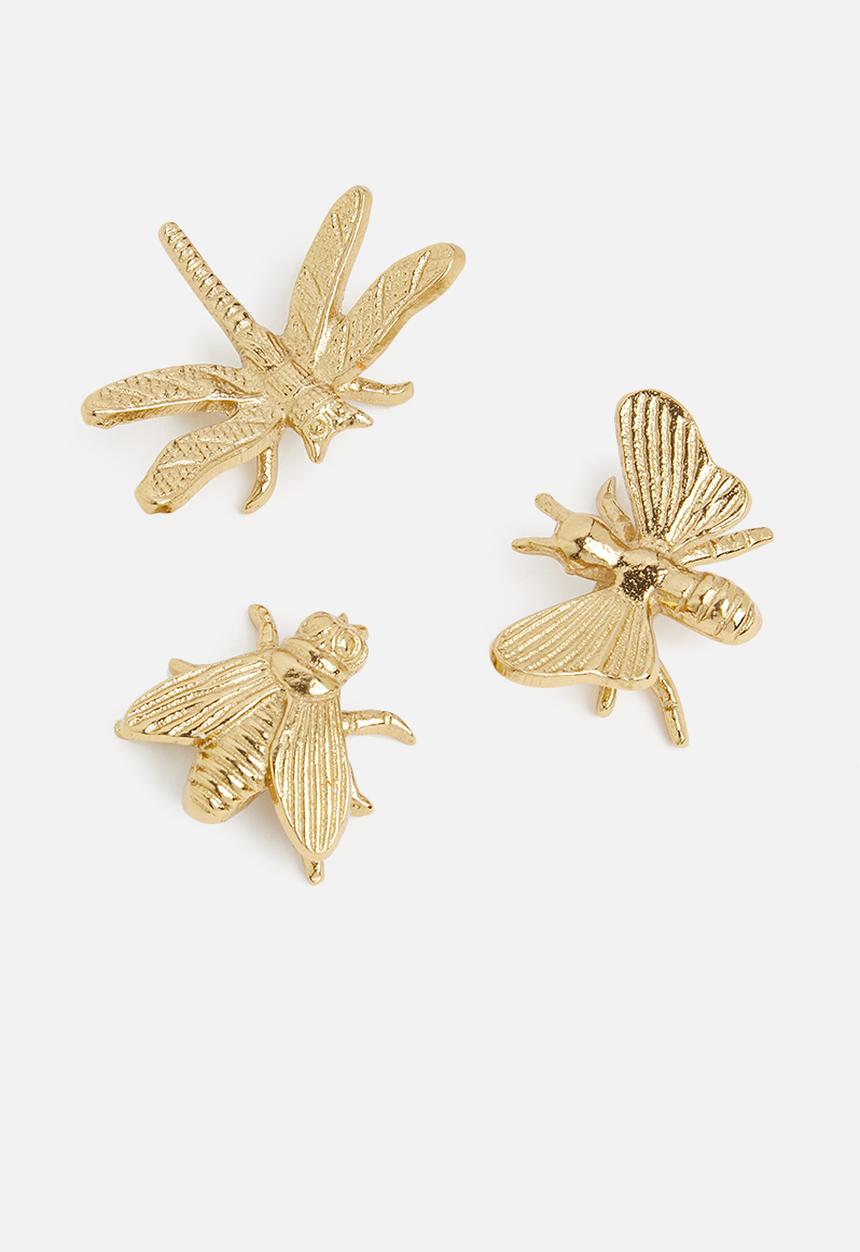 H&S - Crawling insect set of 3 - gold