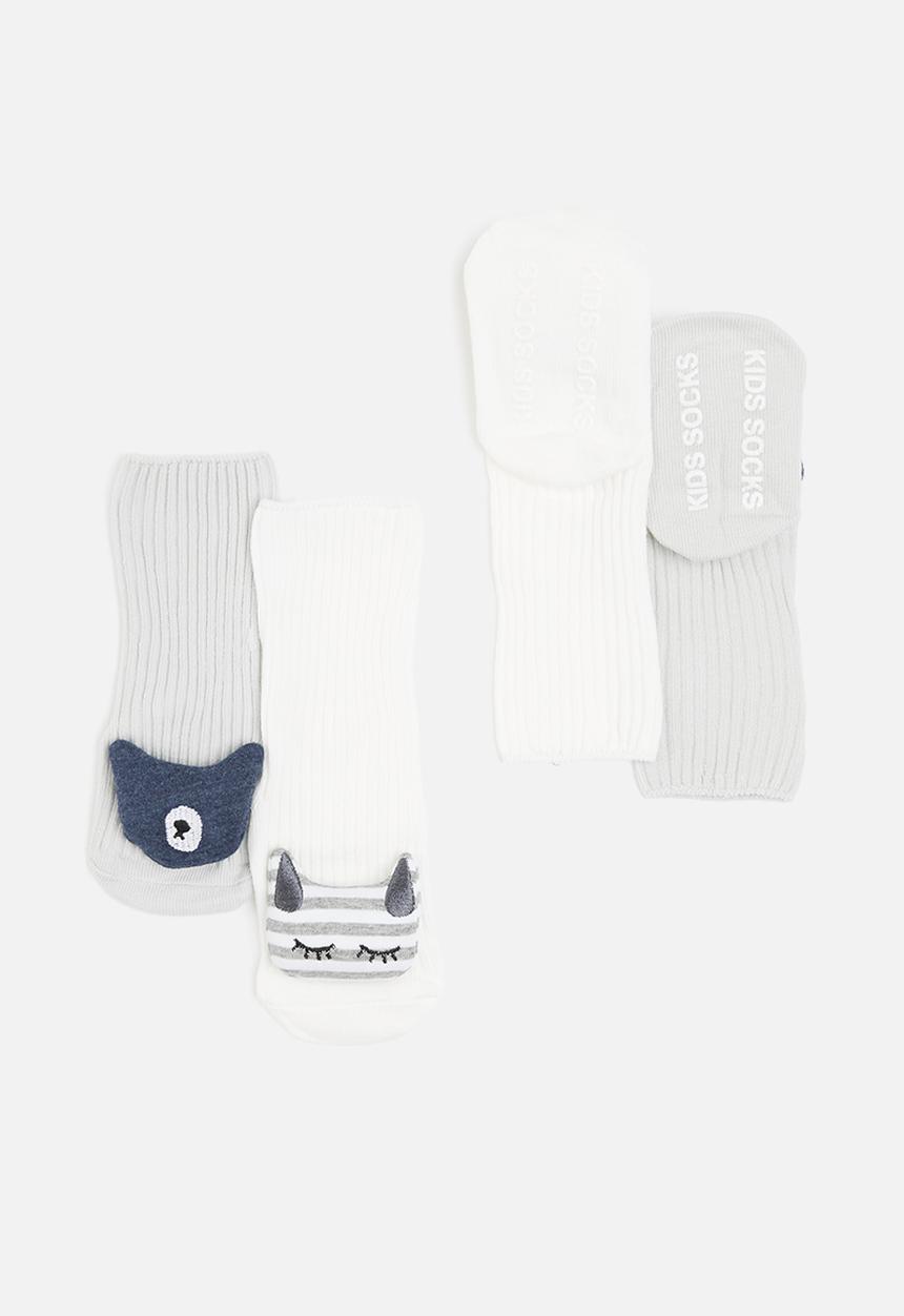 Pop Candy - Baby 2 pack 3d socks - blue & white 