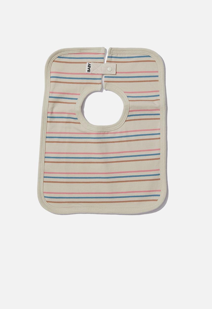 Cotton On - The square bib - darwin stripe rainy day/teal storm