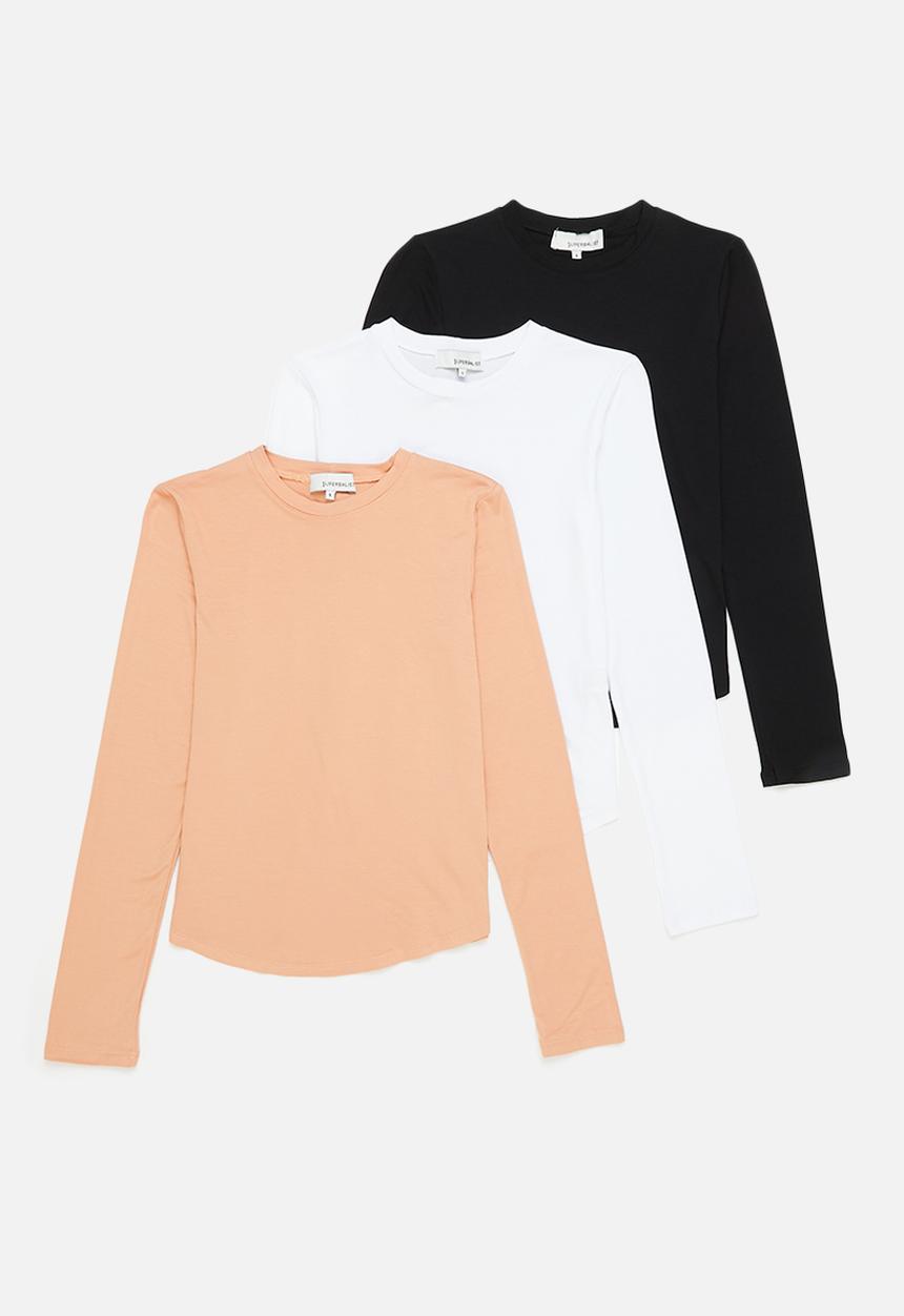 Superbalist - 3pk crew neck long sleeve tee - multi