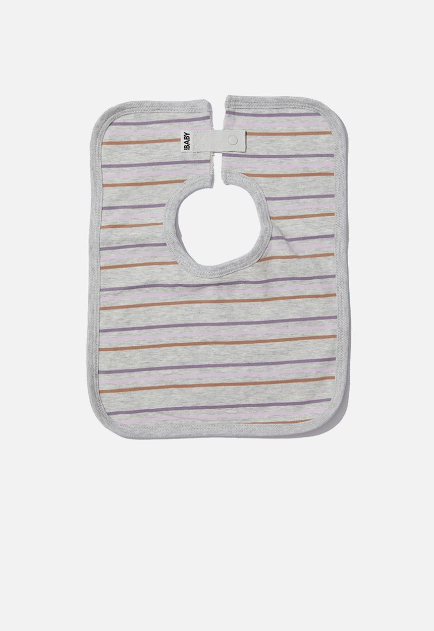 Cotton On - The square bib - darwin stripe cloud marle/dusk purple