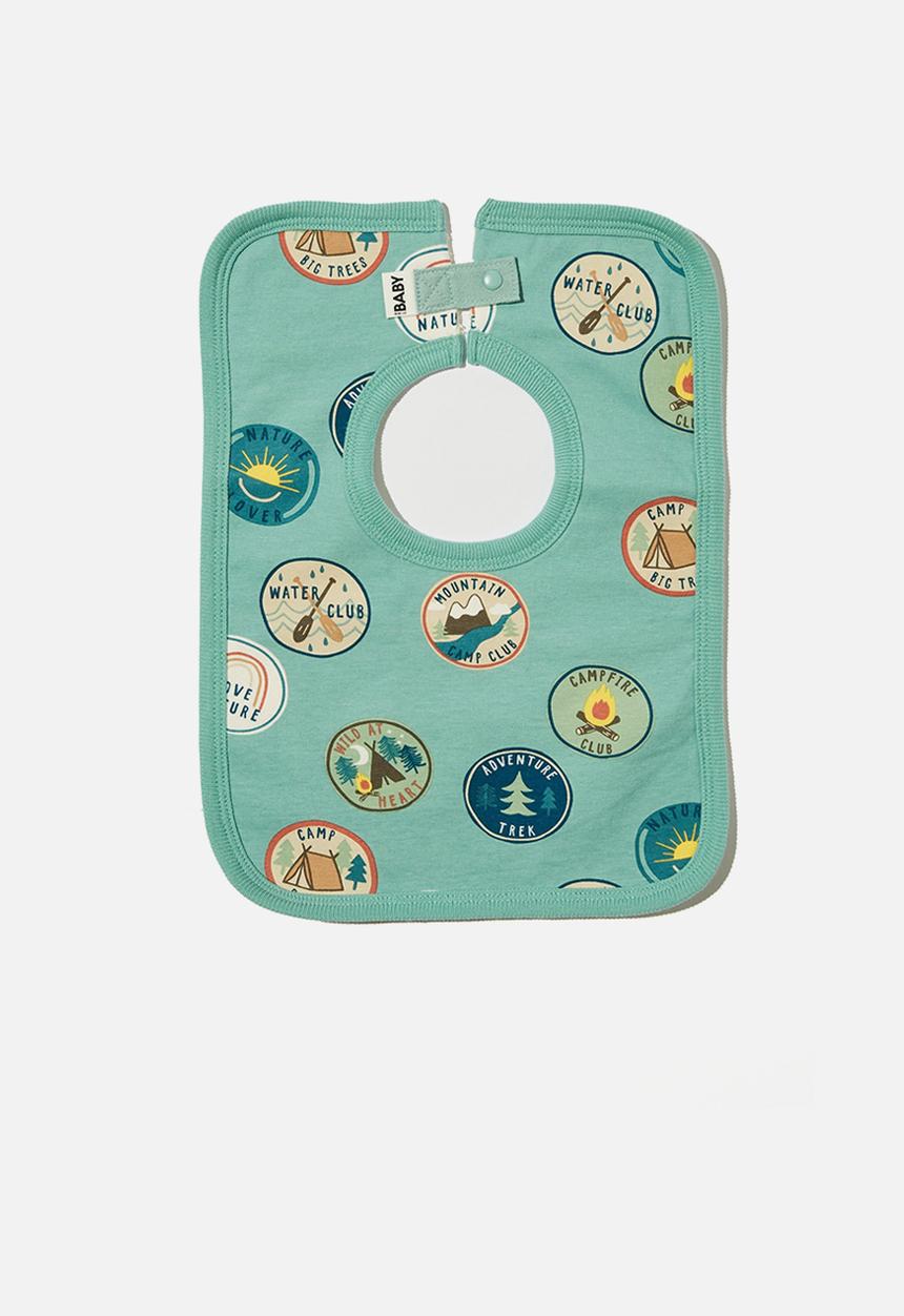 Cotton On - The square bib - rusty aqua/vintage patches