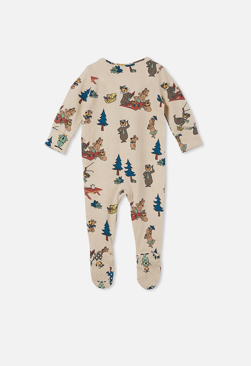Cotton On - The long sleeve zip romper lcn - lcn wb rainy day/yogi and friends