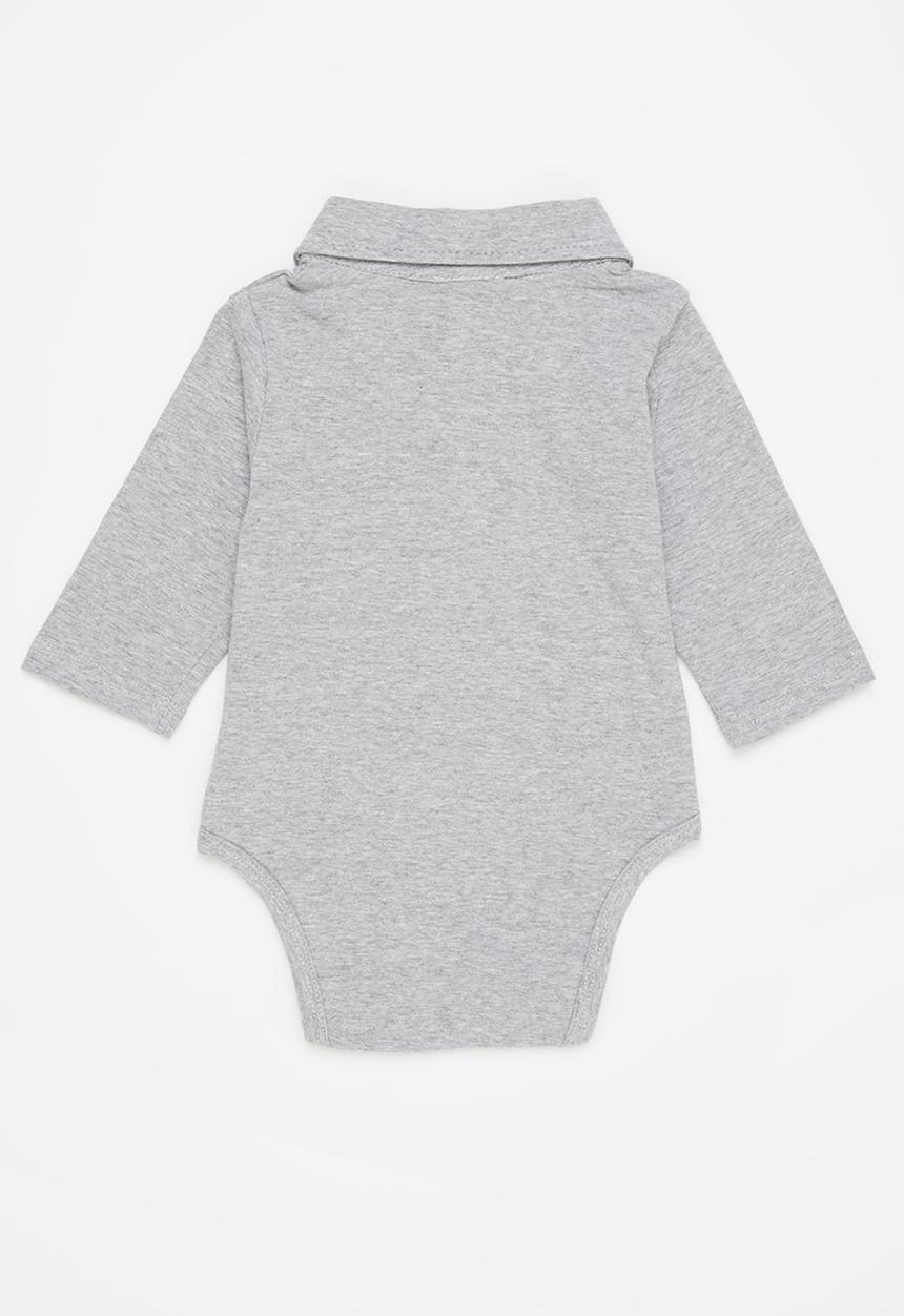 Pop Candy - Baby boys long sleeve golfer - grey