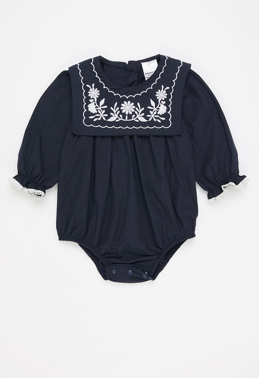 Pop Candy - Baby girls embroidered bodysuit - navy