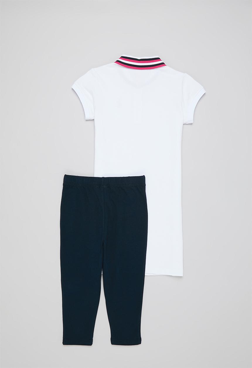 POLO - Girls skylar qtr zip golfer drs & legging set - white
