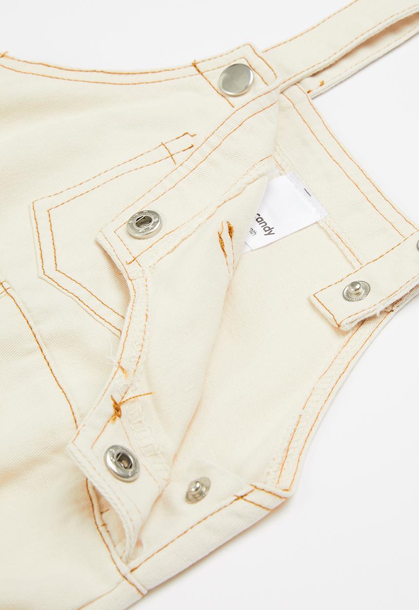 Pop Candy - Baby boys dungaree - cream
