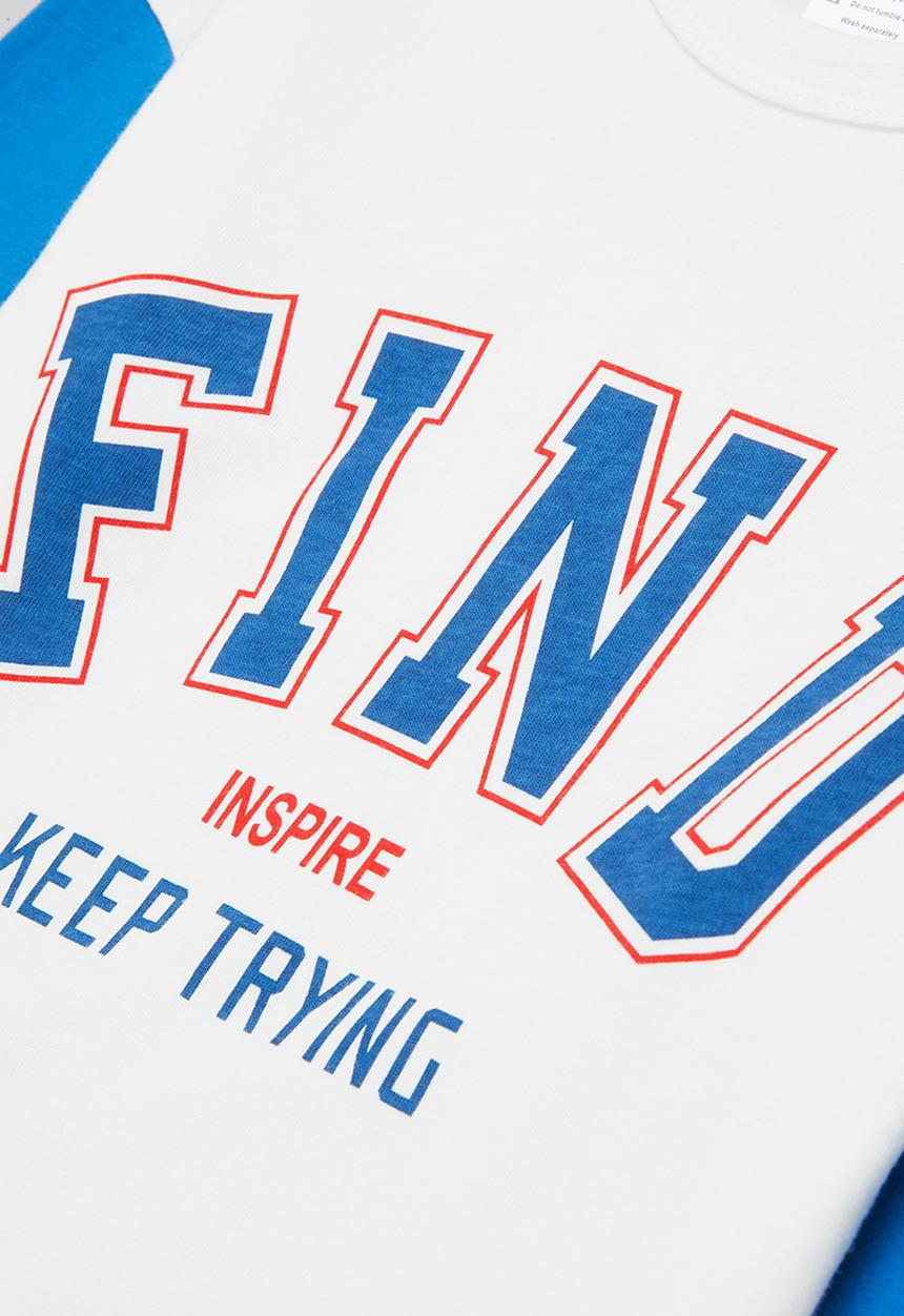 Pop Candy - Boys printed tee - white & blue