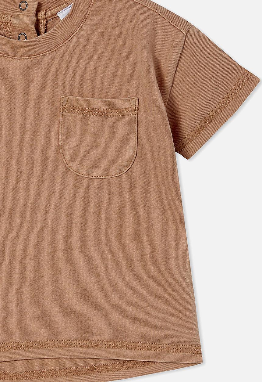 Cotton On - Alfie drop shoulder tee - taupy brown wash