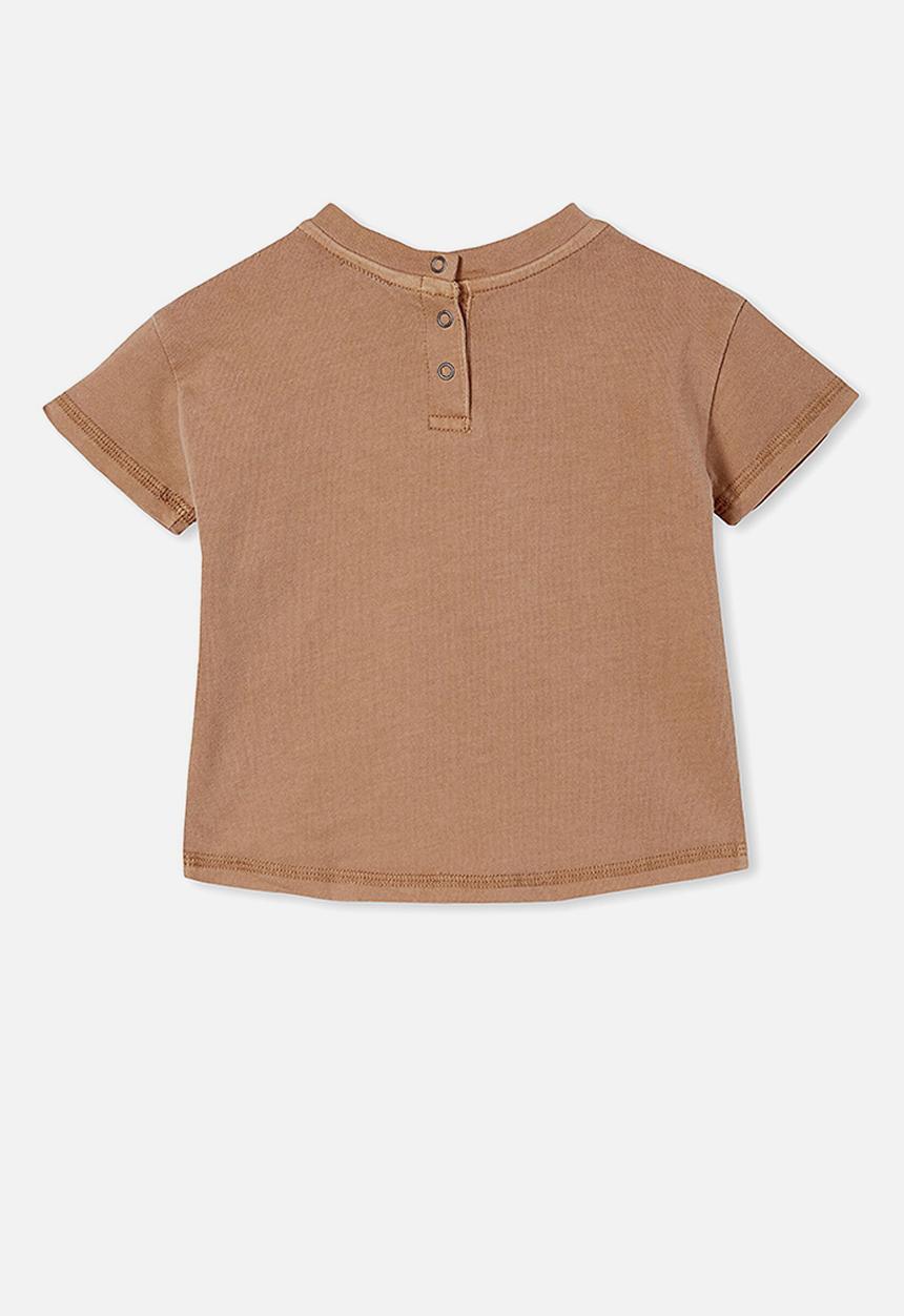 Cotton On - Alfie drop shoulder tee - taupy brown wash