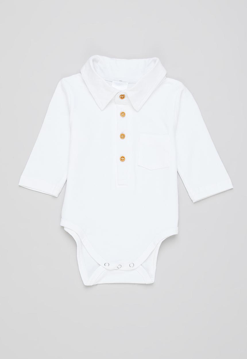 Pop Candy - Baby boys long sleeve golfer - white