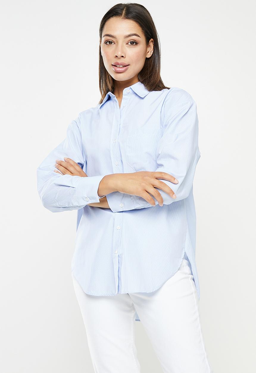 Trendyol - Boyfriend shirt - blue 