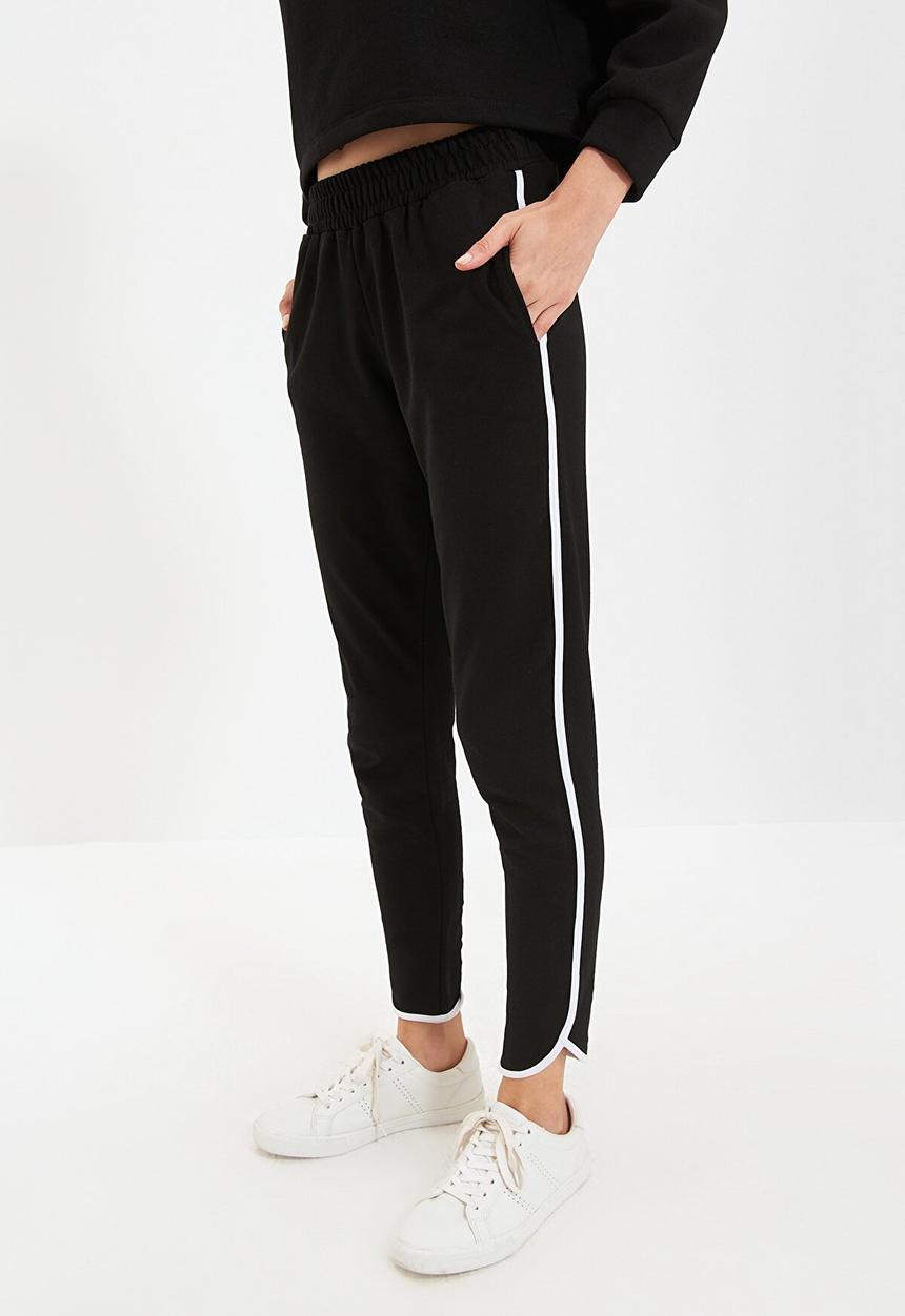 Trendyol - Piping detailed basic jogger thin sweatpants - black