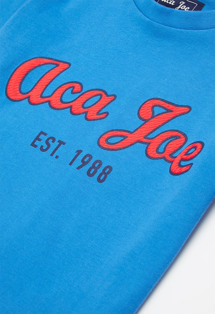 Aca Joe - Aca joe emb velt t-shirt - blue