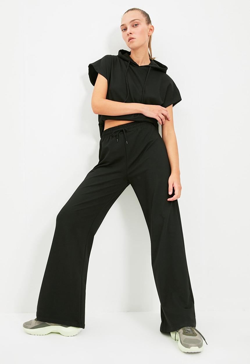 Trendyol - Wide leg sports slim sweatpants - black
