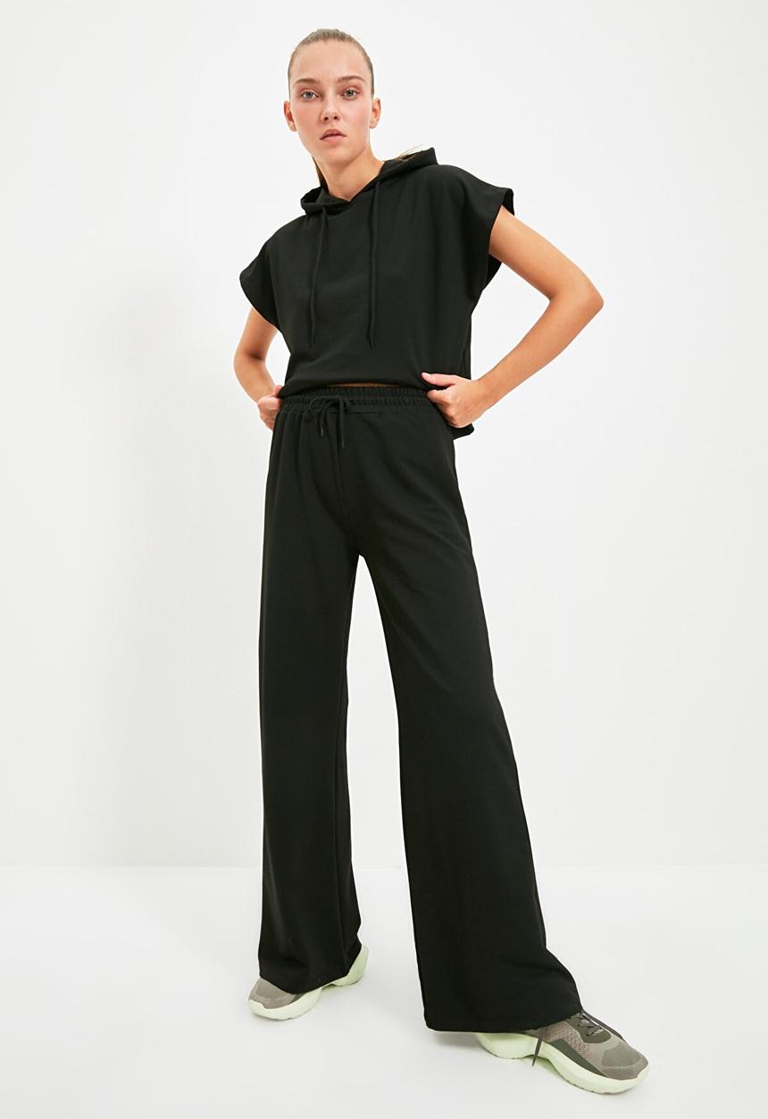 Trendyol - Wide leg sports slim sweatpants - black