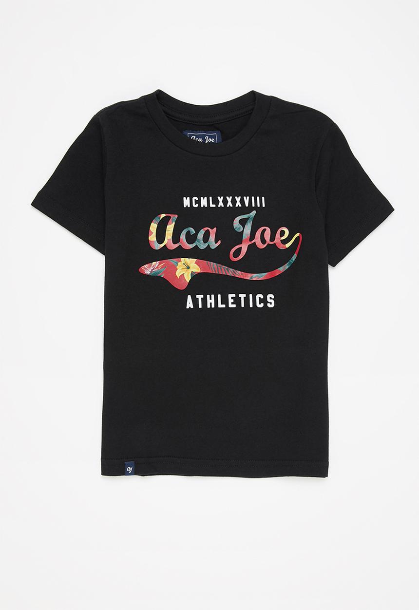 Aca Joe - Aca joe floral logo print t-shirt - black