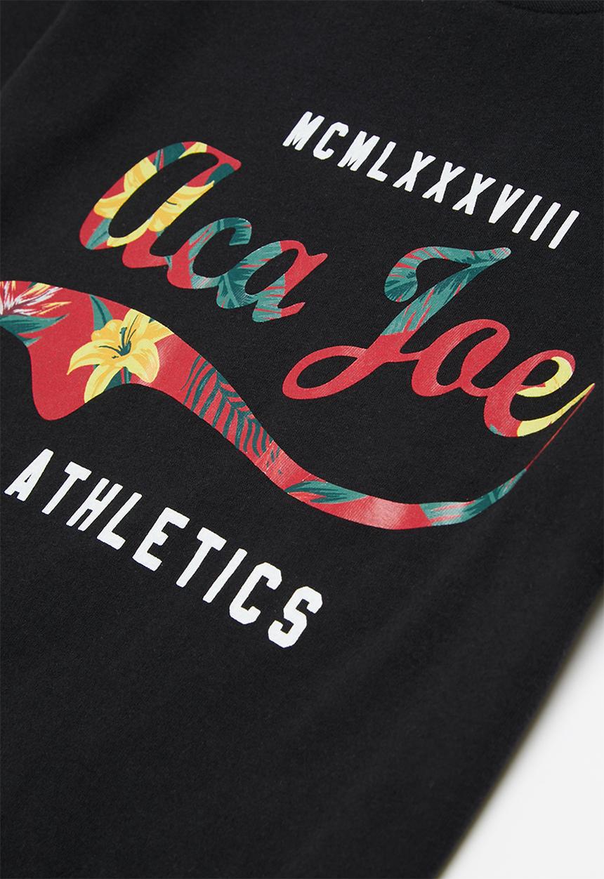 Aca Joe - Aca joe floral logo print t-shirt - black