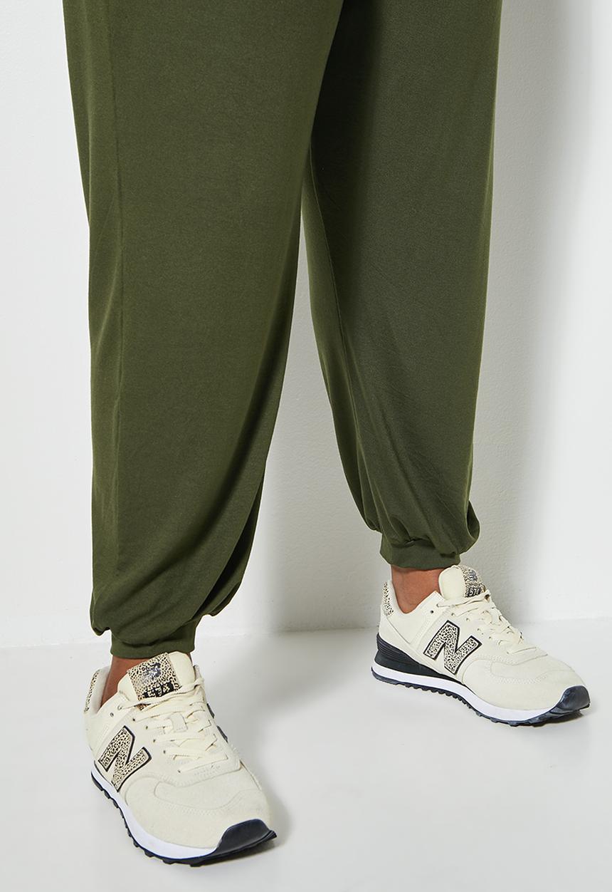 Superbalist - Wide neck drawstring harem jumpsuit - dark khaki