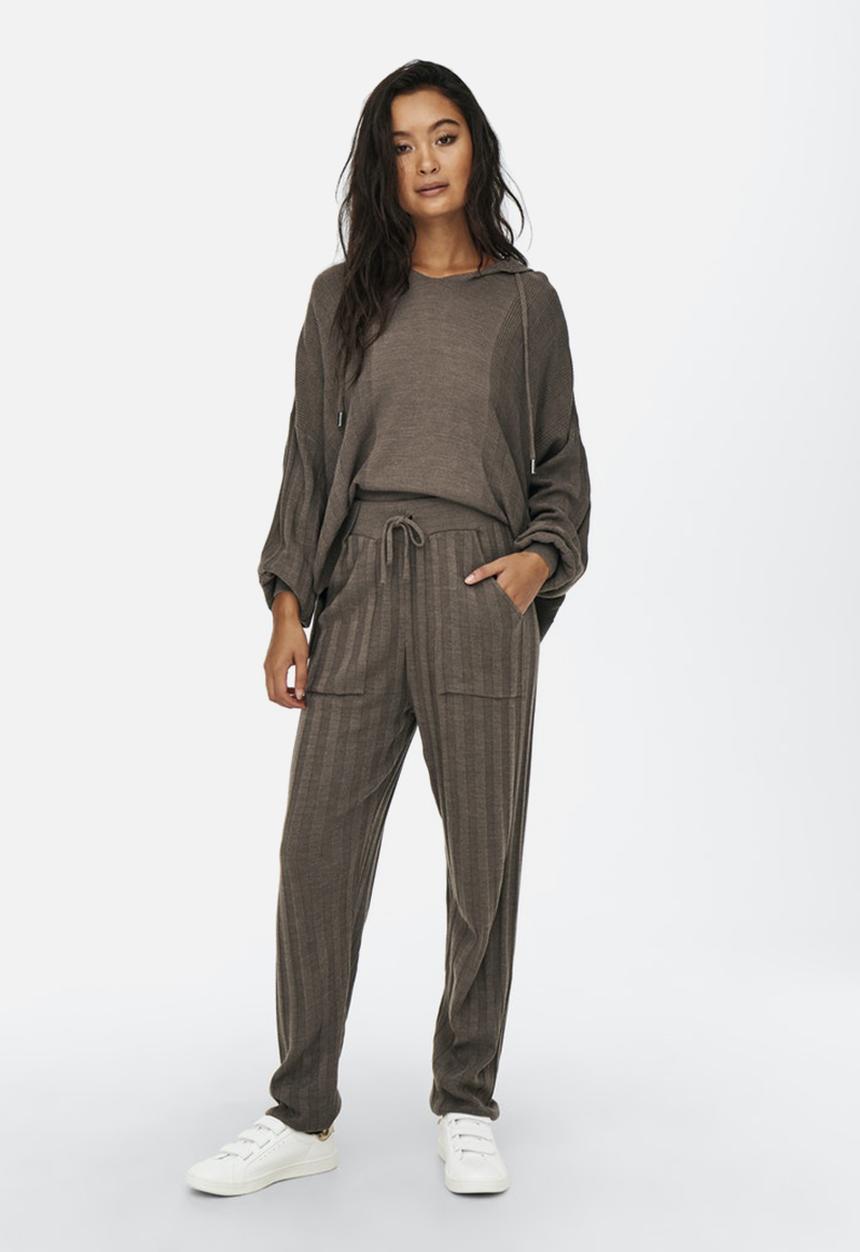 ONLY - New tessa long sleeve hood pullover knit - chestnut