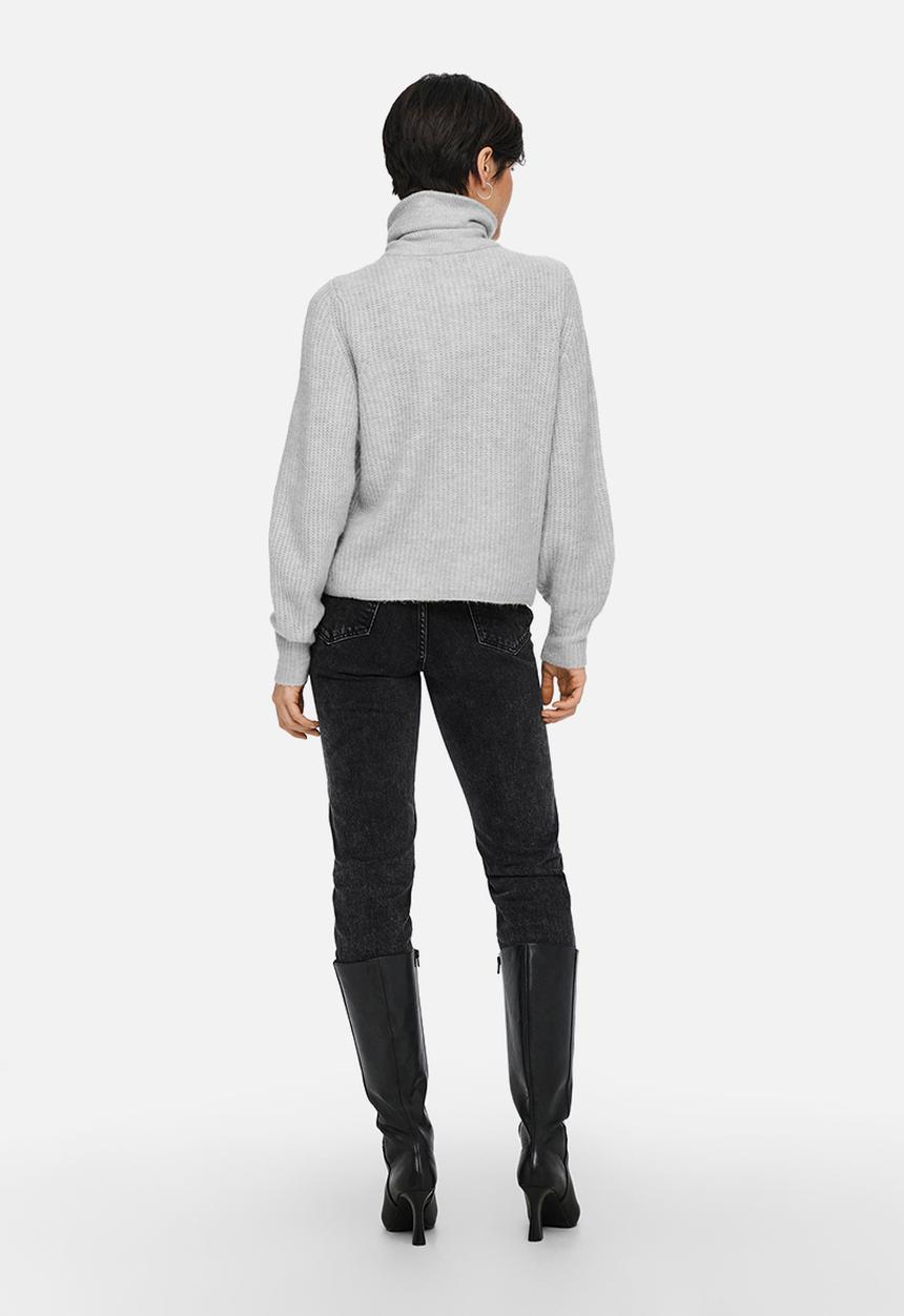 ONLY - Karinna  long sleeve zip pullover knit - light grey melange