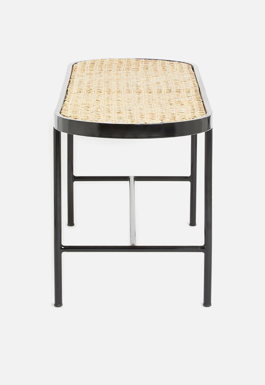 Sixth Floor - Grover rattan bench - natural & black