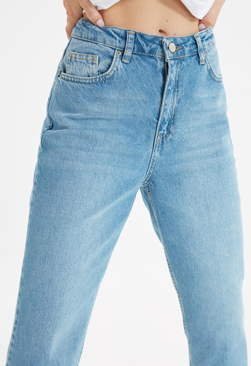 Trendyol - High waist zippered wideleg fit jeans - blue