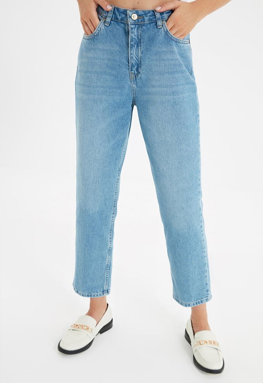 Trendyol - High waist zippered wideleg fit jeans - blue