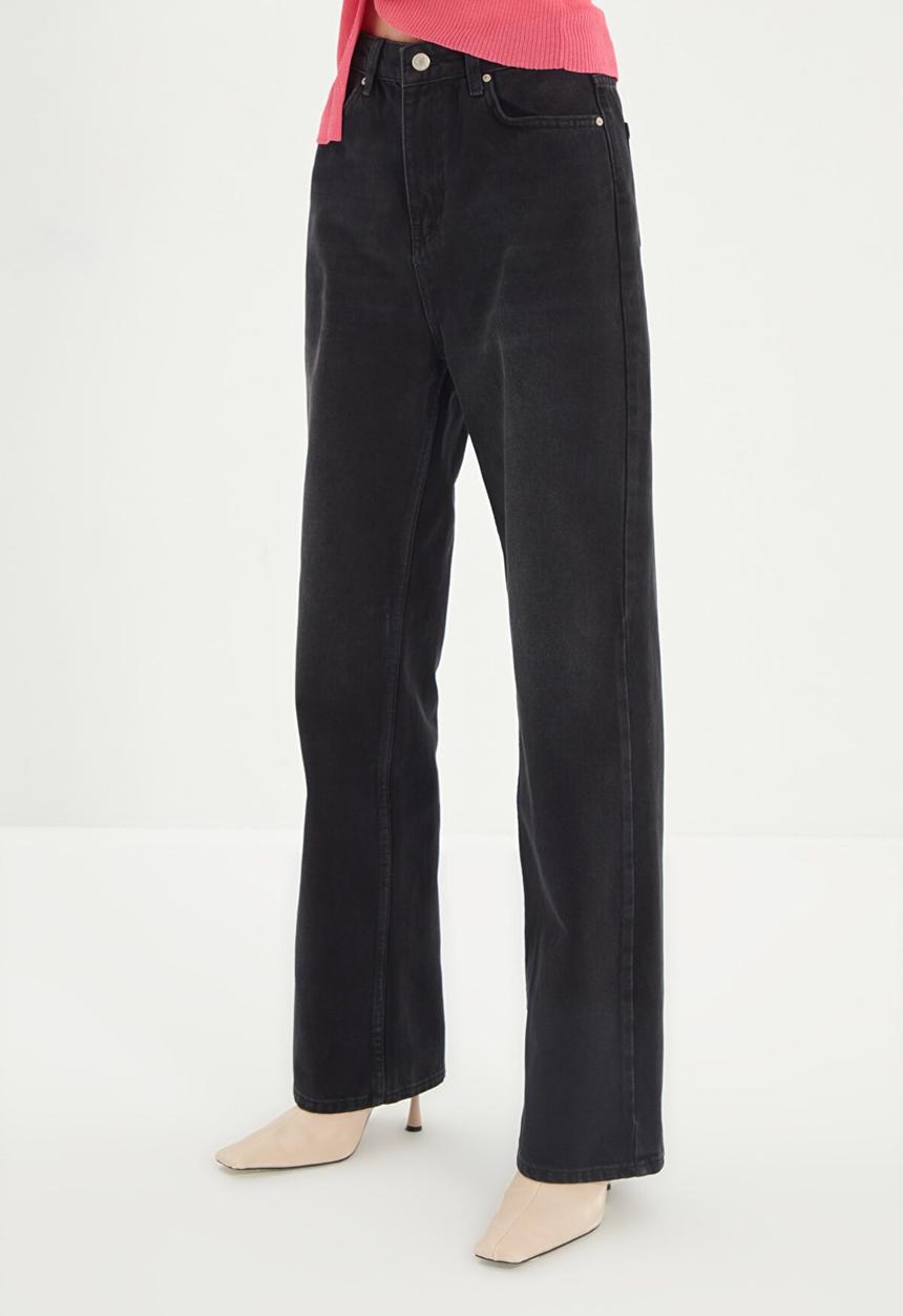 Trendyol - High waist 90's wide leg jeans - black
