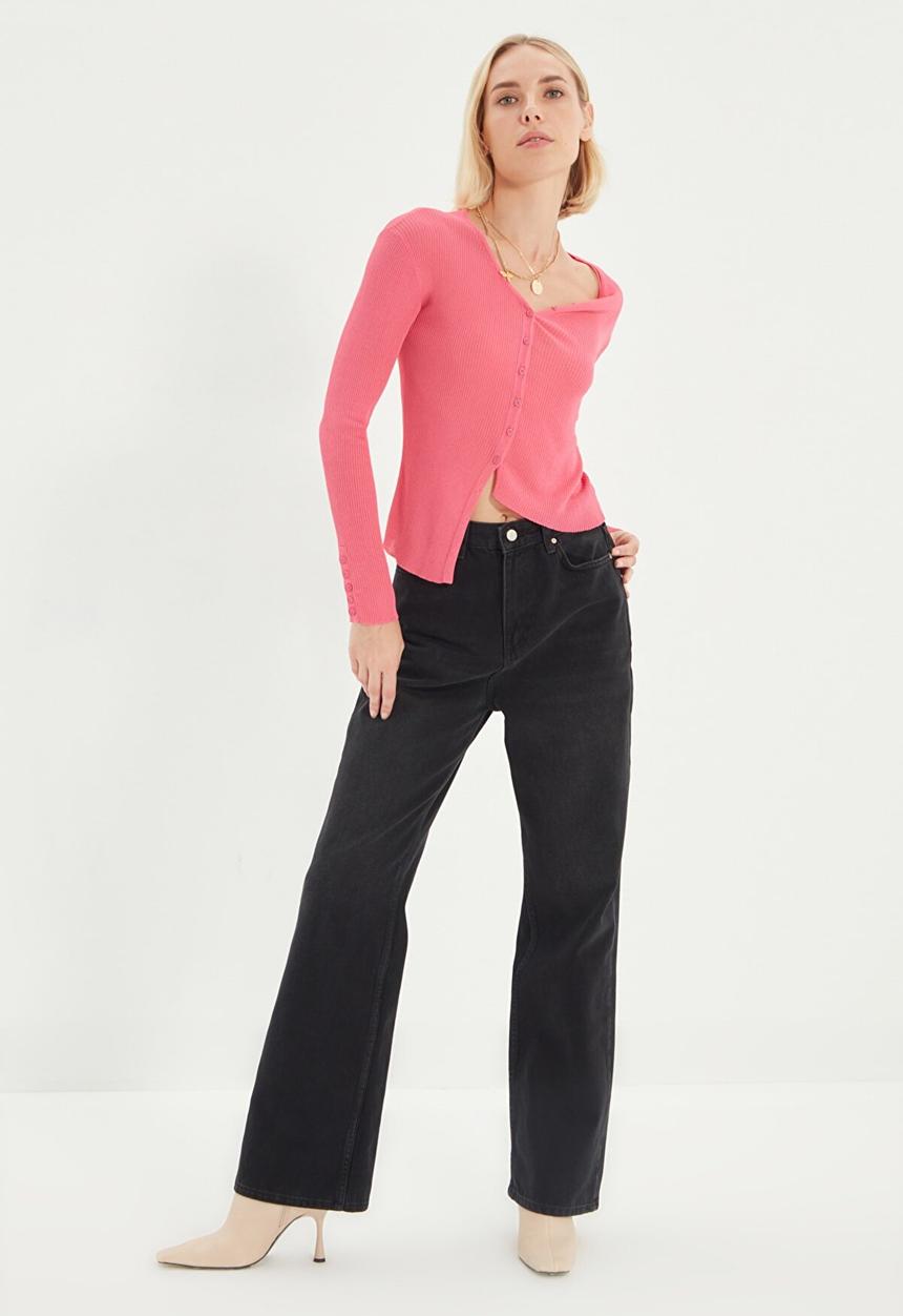 Trendyol - High waist 90's wide leg jeans - black