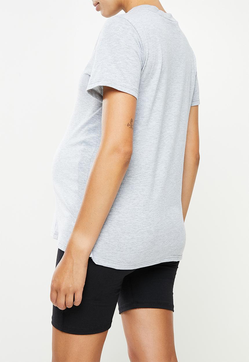Superbalist - Maternity printed crew neck tee - grey melange