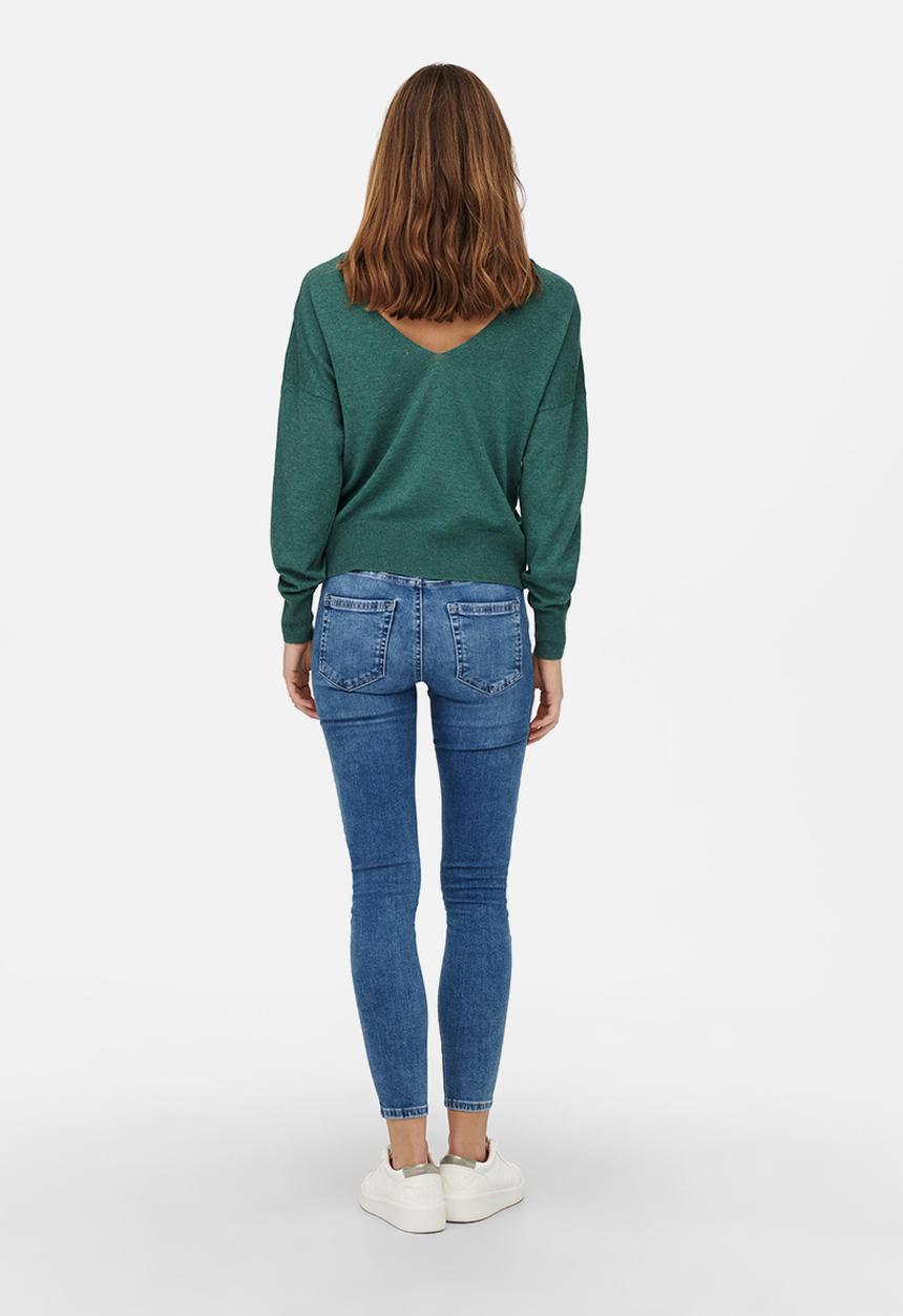 ONLY - Alona life long sleeve v-neck pullover knit - mallard green