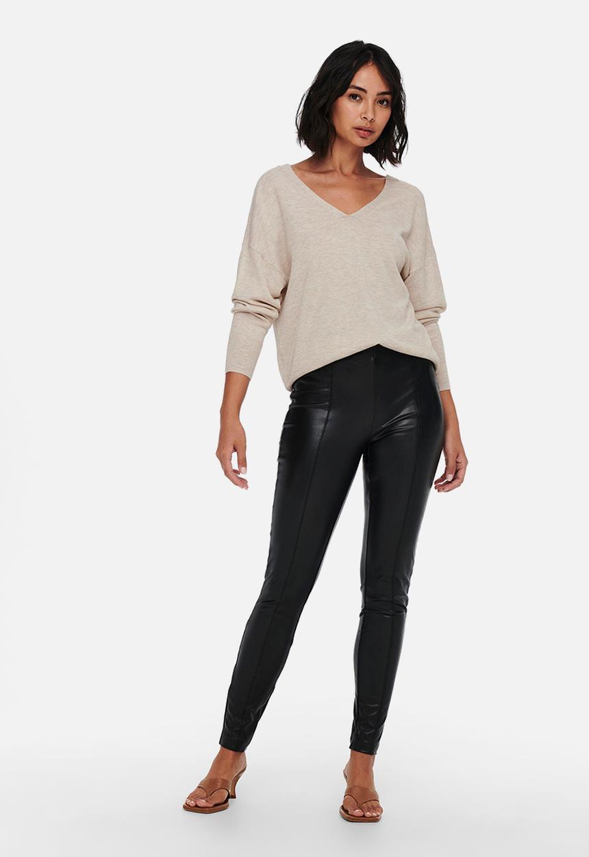 ONLY - Alona life long sleeve v-neck pullover knit - pumice stone