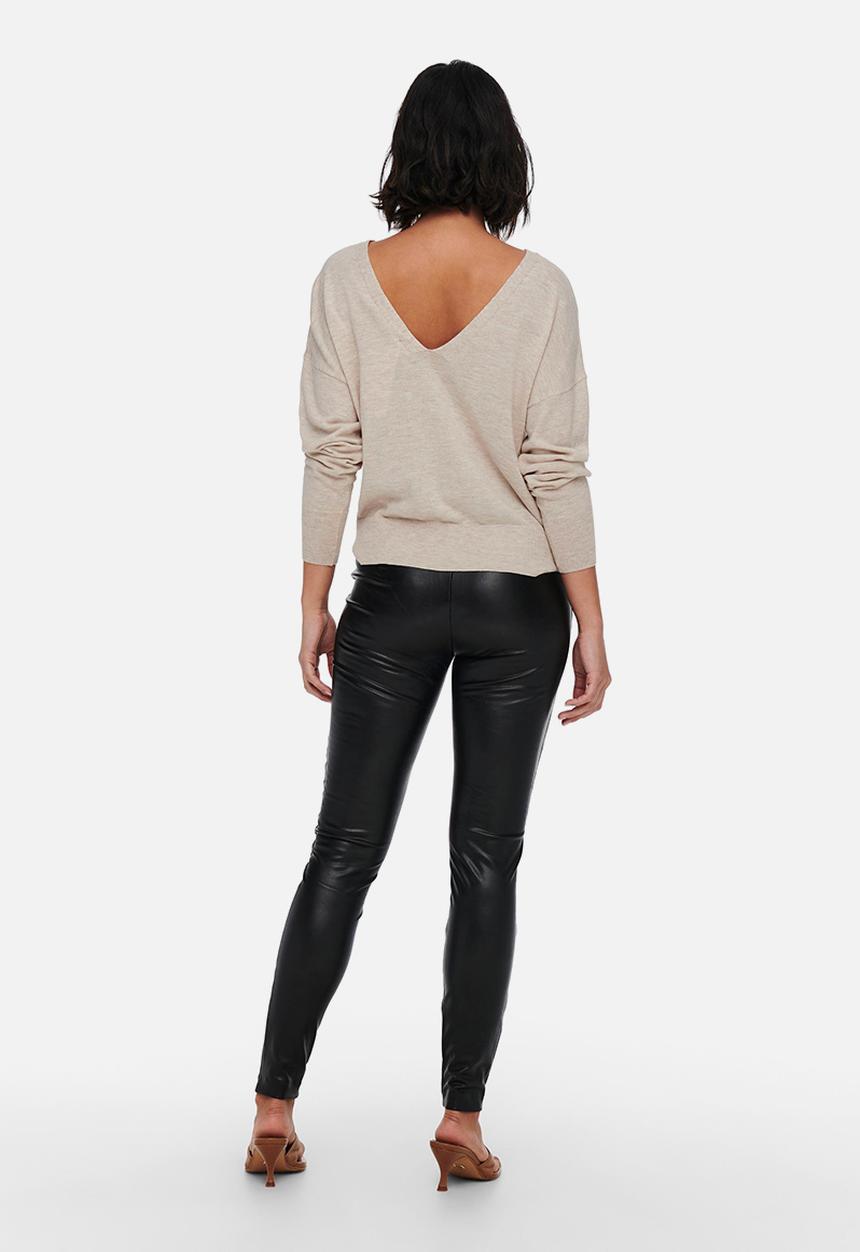 ONLY - Alona life long sleeve v-neck pullover knit - pumice stone