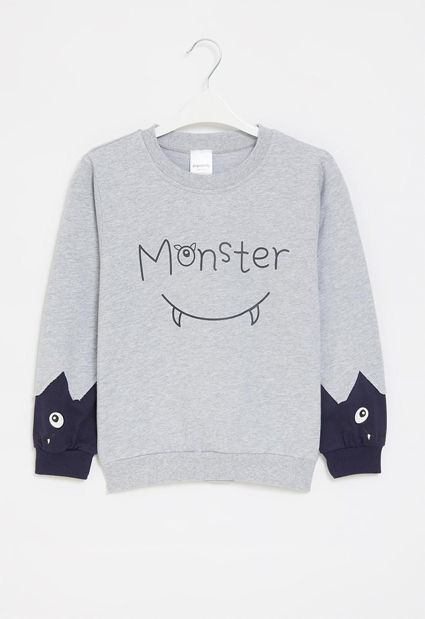 Pop Candy - Boys monster sweatshirt - grey