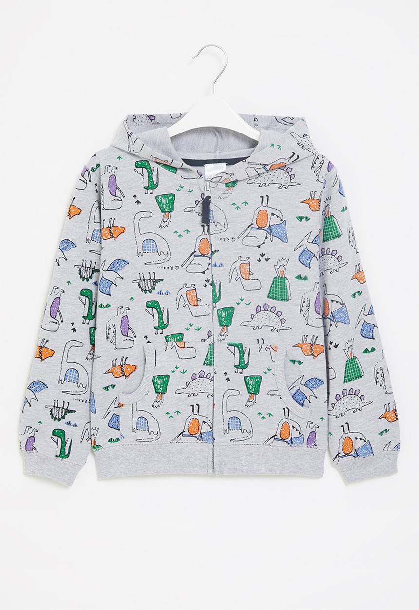 Pop Candy - Boys aop hooded jacket - grey