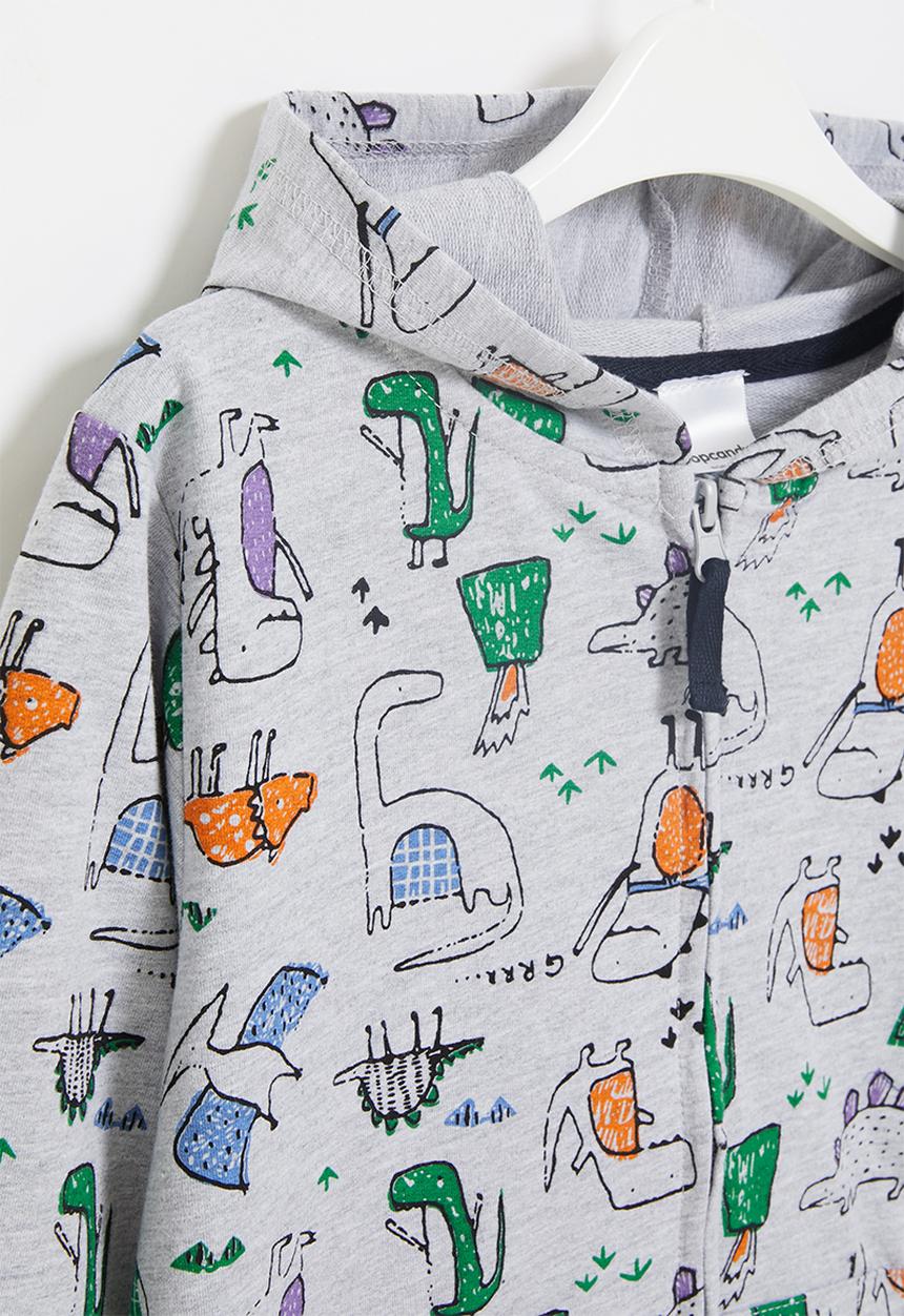 Pop Candy - Boys aop hooded jacket - grey