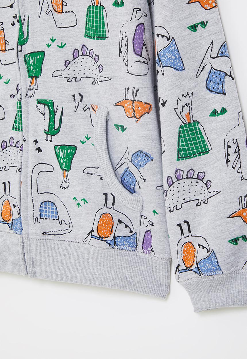 Pop Candy - Boys aop hooded jacket - grey