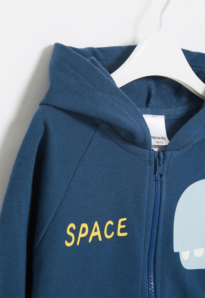 Pop Candy - Boys dino zip through hoodie - navy