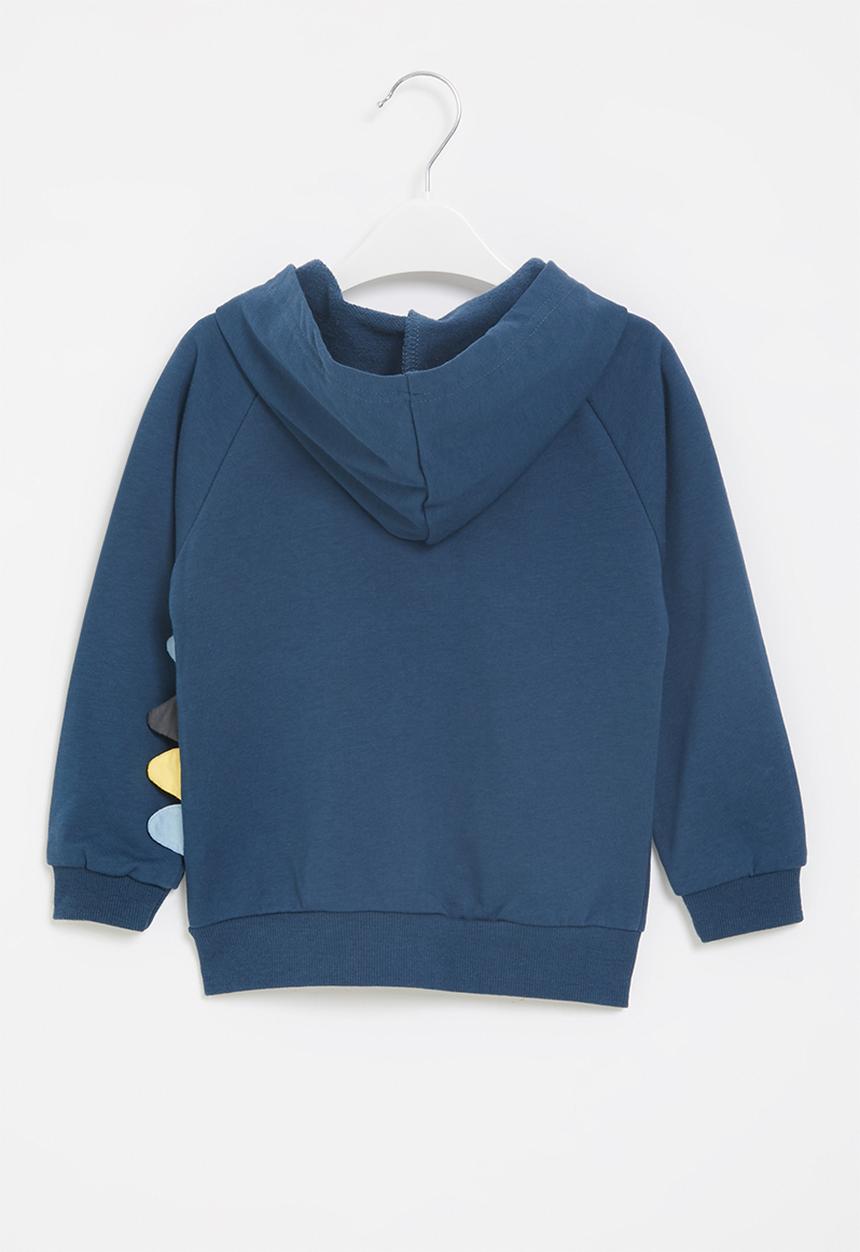 Pop Candy - Boys dino zip through hoodie - navy