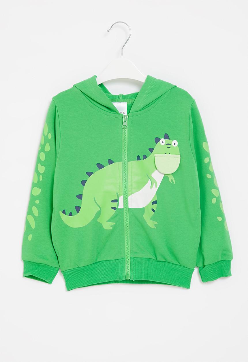 Pop Candy - Boys dino zip through hoodie - green