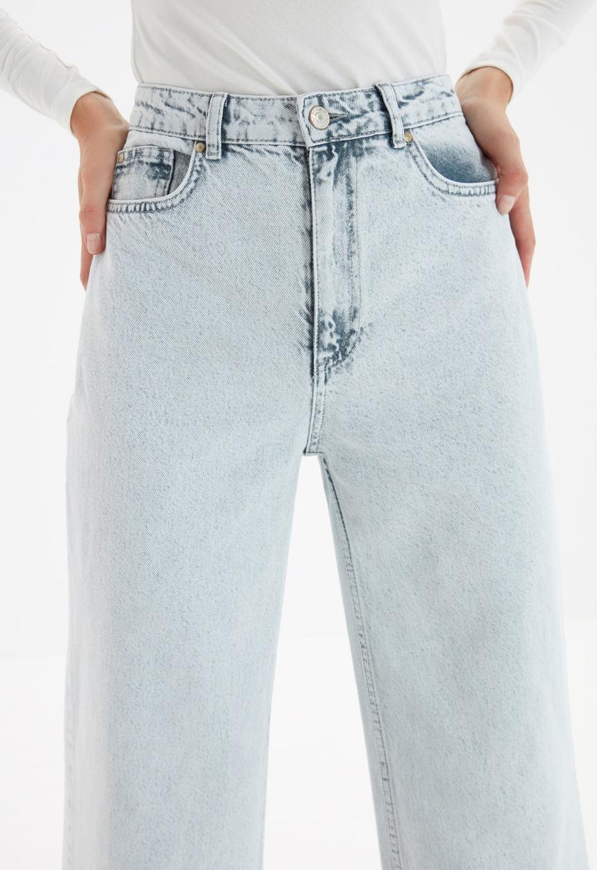 Trendyol - Wash effect high waist wide leg jeans - grey