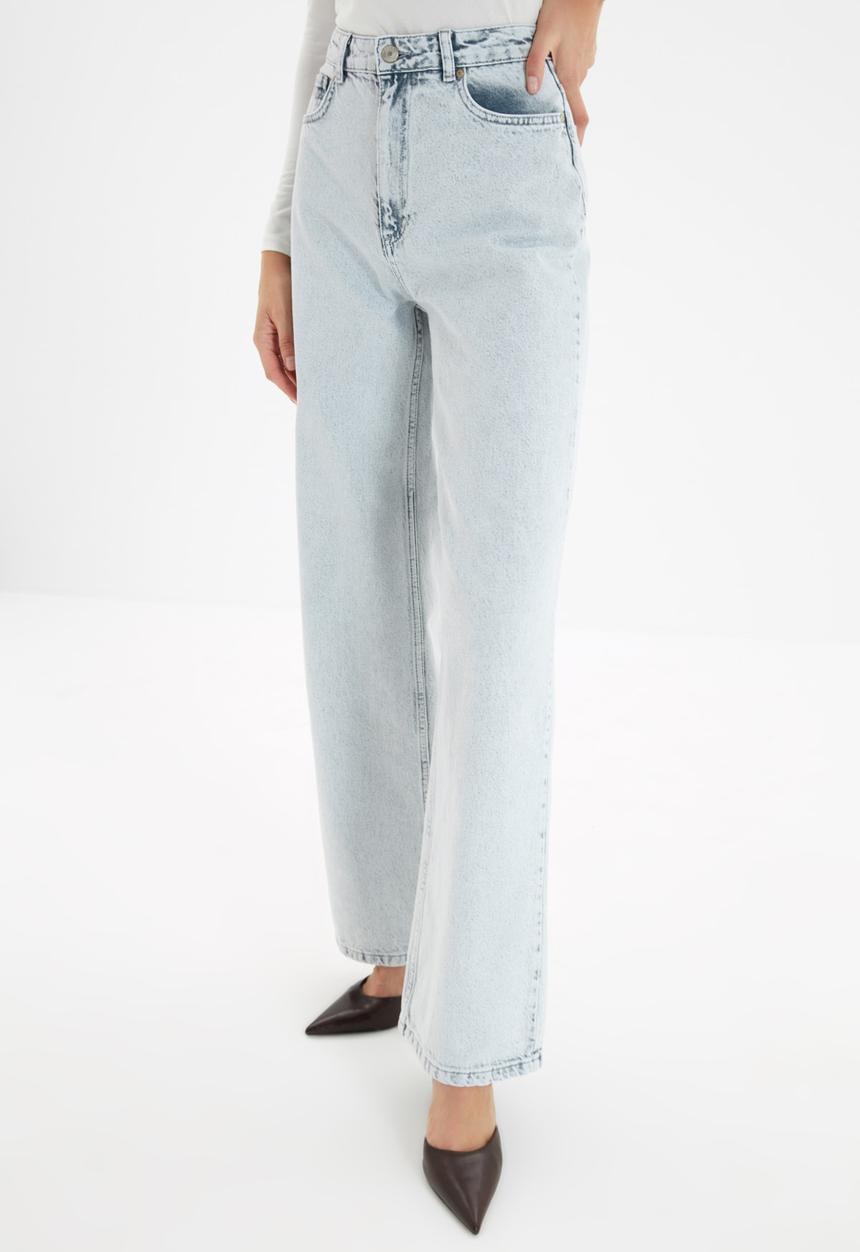 Trendyol - Wash effect high waist wide leg jeans - grey