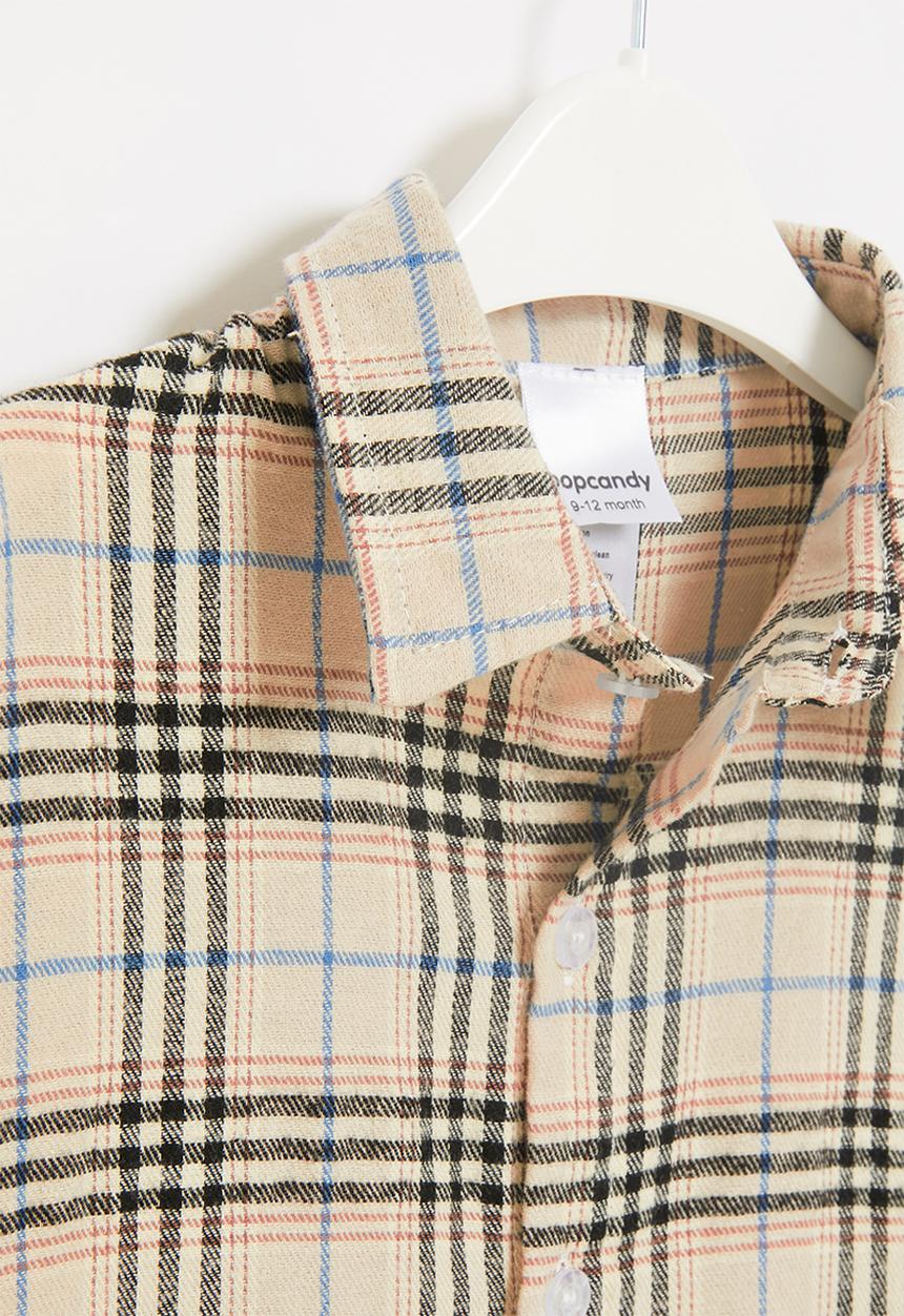 Pop Candy - Baby boys check shirt - natural