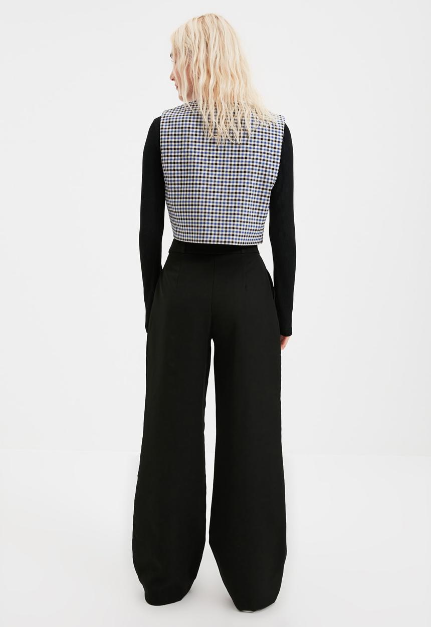 Trendyol - Wide leg pleated trousers - black
